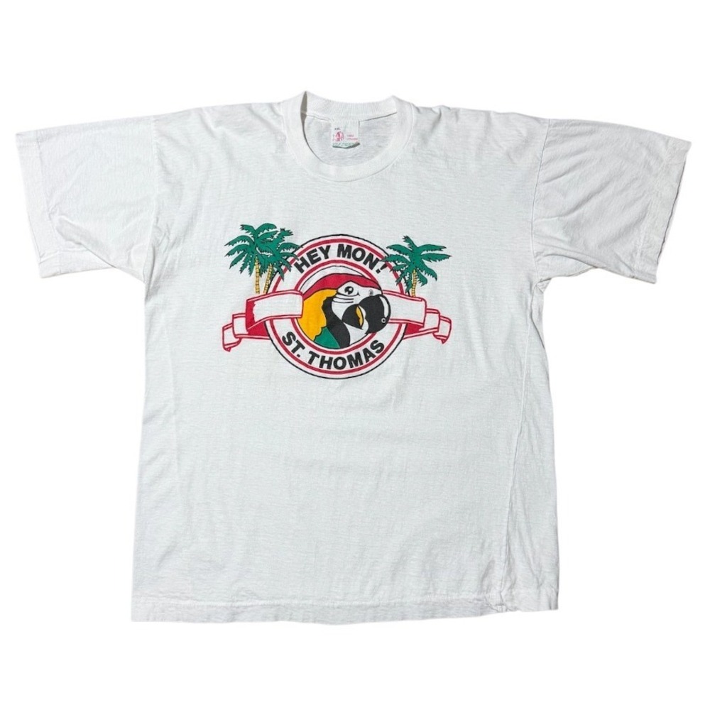 Vintage 80s St Thomas Hey Mon Parrot Beach Palm Bird Surf Toucan Graphic T-shirt
